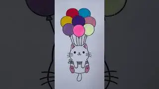 Cute cat🐈❤️🥰 #cat #youtubeshorts #art #shorts #coloring #cute #drawing #kids