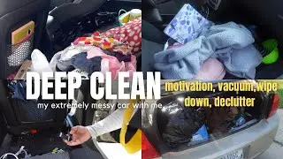 Deep clean my *EXTREMELY* dirty depression car with me | declutter, vacuum, wipe down & car wash