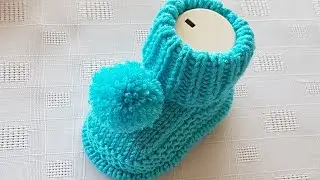 653- Very Easy to make Baby Shoes / Baby Booties (Ankle Length) in Hindi 🧡 #babysocks  #socks