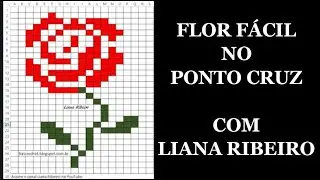 05 Flor ponto cruz fácil com Liana Ribeiro