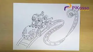 How to Draw a Roller Coaster step by step