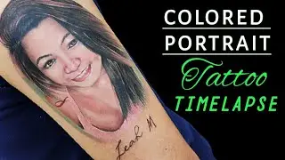 COLORED PORTRAIT - TATTOO TIME LAPSE WITH REAL TIME