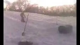 Snowboarding on a golf course