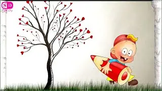 How To Draw Beautiful Love Tree Drawing Step By Step😍