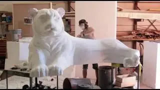 3D Mosaic Art time-lapse | Tiger bench. Detailing the sculpture.