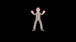 3D Cartoon Lawyer Character Turntable | Frustrated Attorney Raising Both Fists