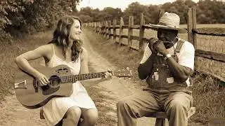 Authentic Old American Blues Session Featuring Soulful Harmonica And Acoustic Guitar