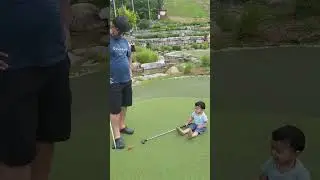 cute baby playing golf with daddy#cute shorts#viral