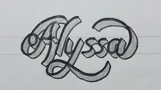 How To Draw 3d Calligraphy Name For Beginners Easy / Drawing Art On Paper Step By Step 3