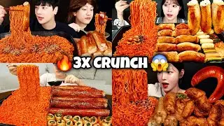 🔥 3X Spicy Fire Noodles & Crispy Daechang😱 | Extreme Mukbang ASMR