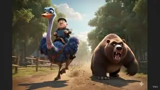 Ostrich Old and Brown Bear Chase