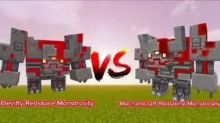 Elevifty Redstone Monstrosity VS Mechanicraft Redstone Monstrosity | minecraft bedrock mob battles