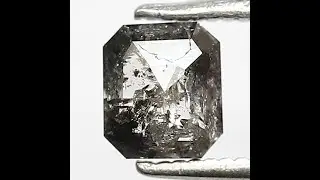 0.71 CT Emerald Shape Diamond 5 MM Grey Black Color Ethically Sourced Salt and Pepper Diamond