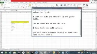Hide cell values in Excel