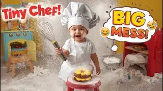 The CUTEST Tiny Chef Makes a HUGE Mess! Kids Cooking Song! 👨&zwj;🍳🍰 | Tiny Chef Cooking Show