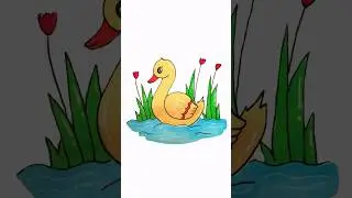 How to draw a duck in a pond #scenery #easydrawing #forkids #diy #art #simple #cute #ideas #colors