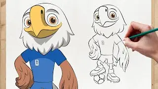 How to Draw CLUTCH THE EAGLE 🦅 | USA 2026 World Cup Mascot | Step-by-Step Tutorial!