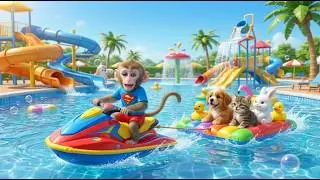 Baby monkey KODU&rsquo;s Amazing Waterpark Adventure!