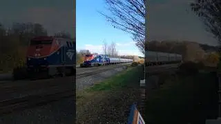 Amtrak P063 with Amtrak 108 at Fairport NY crossing