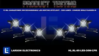 10 Mil Candlepower 36W Rechargeable LED Hunting Spotlight - 3200 Lumen - Charges While Plugged In