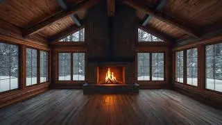 Cozy Night Piano 🌙 Peaceful Fireplace Cabin Ambience