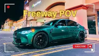 POV Drive Through Freeway 110 And Downtown LA In The BMW M3 G80