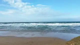 perranporth beach Thursday morning walk. wind gusting, very hard to camera still sorry.🌬️🌬️🌬️🌊🌊🌊