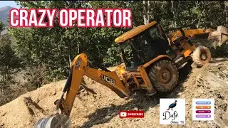 Jcb backhoe Loder working at hills side /jcb work skills