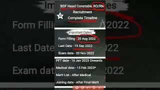 BSF Head Constable RO/RM Recruitment Complete Timeline #shorts