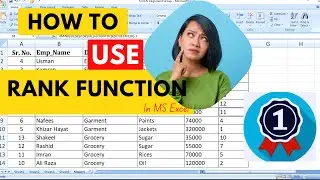 How To Calculate Rank Function | MS Excel | Tutorial For Beginners