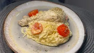 Спагетти с курицей в сливочном соусе 🍝🍝🍝