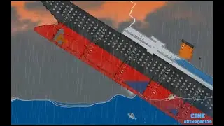 Ship R.M.S Dkuzitanian sinking after giant wave and storm in Floating Sandbox simulator