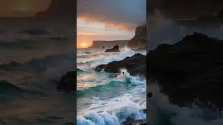 【Moments of Serenity】Majestic Sunset Cliffs and Ocean Waves #shorts