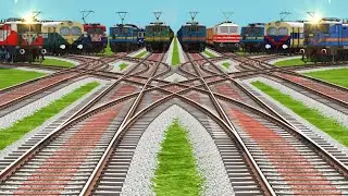 All Trains Express Run At Bumpy Curves Railroad Tracks | Back To Back railroad crossing/ #railworks