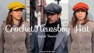 Crochet Newsboy Hat English Tutorial | Newsboy Cap | Crochet for men | Crystal Handicraft