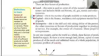 Business Studies (Needs, Wants, Scarcity & Factors of Production)