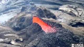 Puu Oo vent shoots lava spatter into air