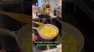 Showing my Jasmine restaurant customers how to cook sausage potatoes #1