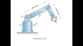 An industrial robot is being used to position a small part Calculate the magnitude of the accelerat