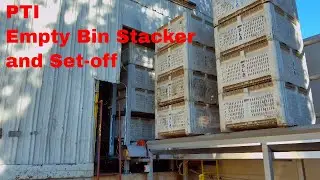 PTI Empty Bin Stacker and Set-off Conveyor