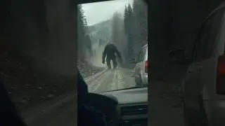 Security Camera Films Large Hairy Creature Crossing Logging Road in British Columbia
