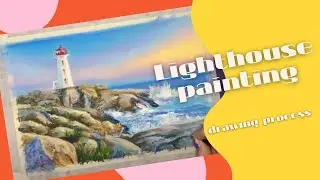 Lighthouse art / Drawing process oil pastels // Маяк / Масляная пастель