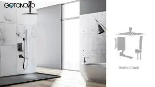 12 inch Matte Black Shower Faucet Set Ceiling Mount Triple Function Shower System with Tub Spout