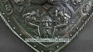 Antique 19th Century Silver Plated Copper Shield In 16th Century Renaissance Style