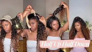 Most Easy Quick Weave Tutorial🙆Ombre Black Brown Curly | Half Up Half Down Hairstyle | #ULAHAIR