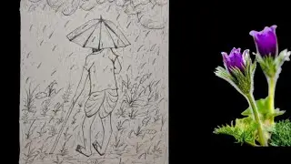 🪻[ Old Man Enjoying Rain Painting, Sketching ]🪻.........