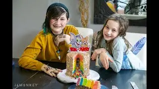 Tom and Jerry Rainbow Explosion Cake