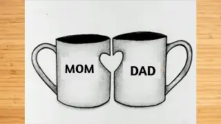 Mom Dad Drawing Easy / Mom Dad cup Drawing / Mom Dad Drawing easy step by step / Pencil drawing
