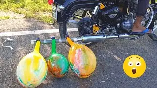 Bullet silencer vs balloon experiment - super big Monster  balloon  - experiment any normal bike