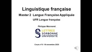 Linguistique française Master FLE 2025-2026 Cours 6